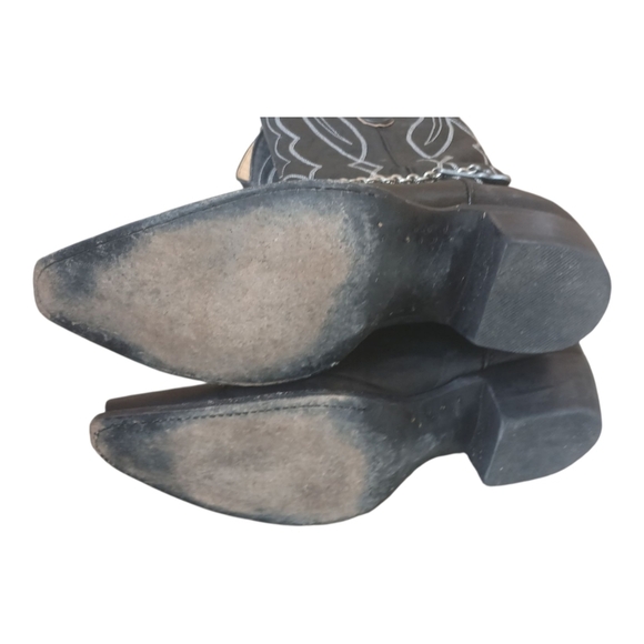 Vintage Black Silver Cowboy Cowgirl Western Boots Size 8.5B - Picture 6 of 7